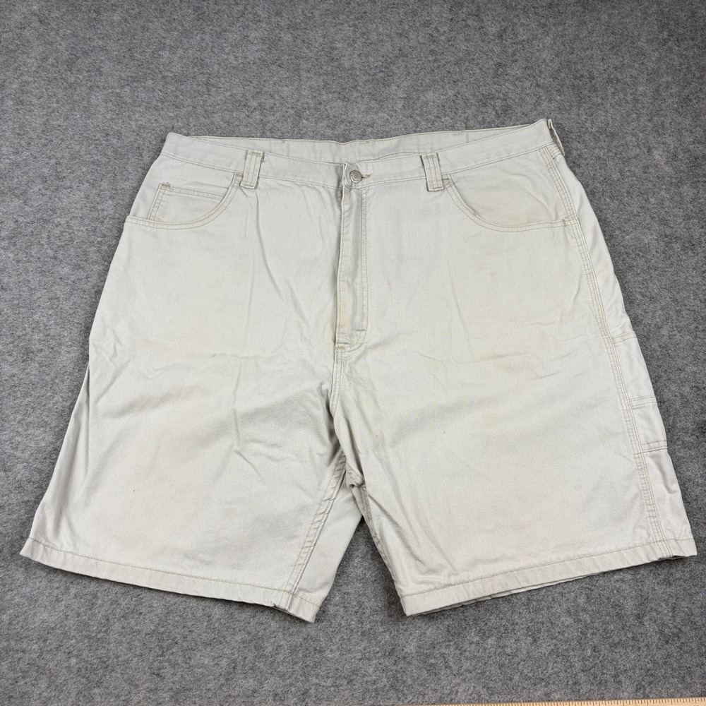 Wrangler Carpenter Shorts Mens 42 Tan Beige Cotton Utility Workwear Canvas Adult